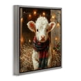 thumbnail image 3 of Stupell Industries White Calf with Holiday Lights Animals Painting Gray Floater Framed Canvas Art Print Wall Art, 18 x 18, 3 of 9