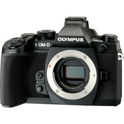 Angle View: Olympus OM-D E-M1 16.3 Megapixel Mirrorless Camera Body Only, Black