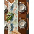 thumbnail image 2 of Blue Coastal Crab Table Runner 70 Inches, Nautical Beach Coral Starfish Bed Runner Dresser Scarves Tabletop for Indoor Outdoor Parties/Ceremony/Banquet, 13" x 70", 2 of 8
