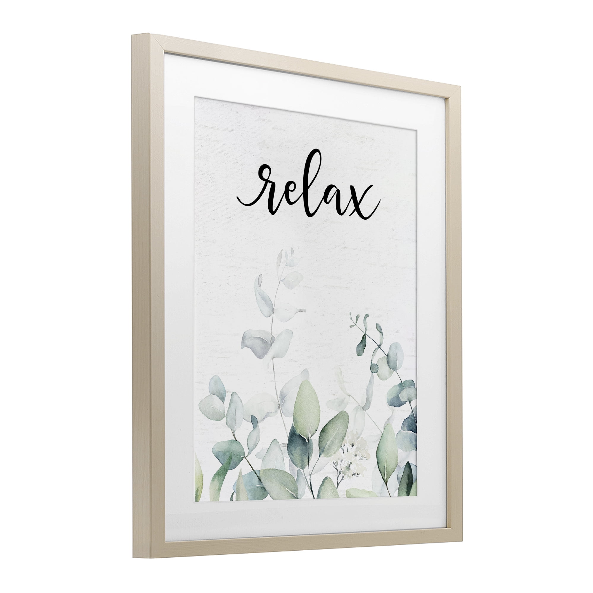 Relax Leafy Herbs Birch Framed Print Under Glass, design by Lettered and Lined