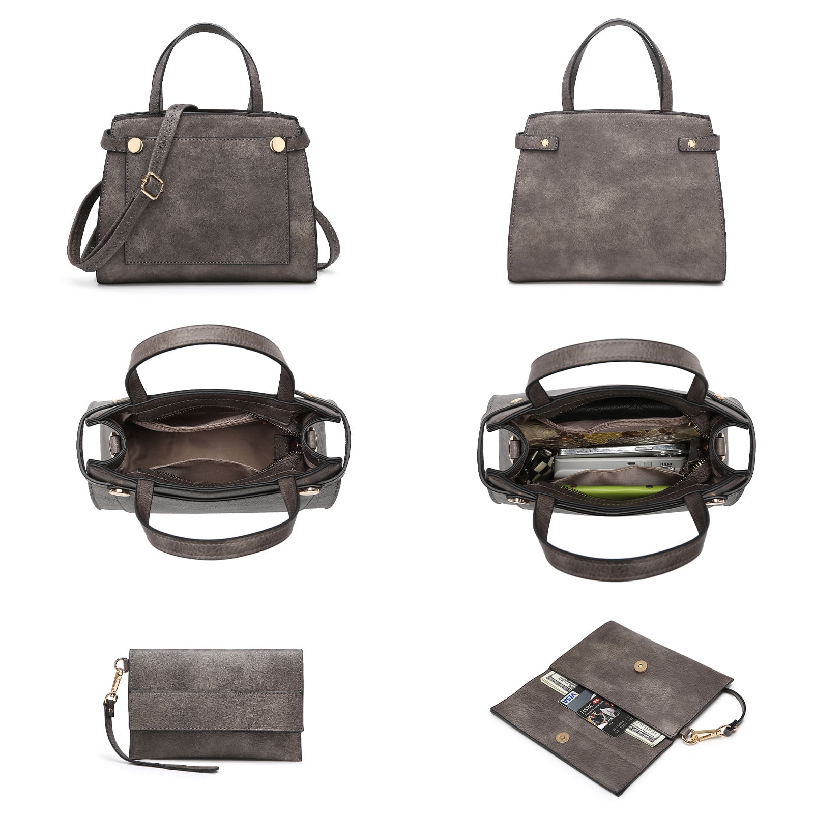 M Marco Women's Vegan Leather 3-Piece Handbag Set, Black