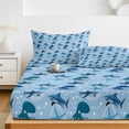 thumbnail image 6 of Twin Sze Fitted Sheet Set - Blue Octopus Shark 2 Piece Bedding Sets 16" Deep Pocket Fitted Sheet with 1 Pillowcase, Coastal Summer Beach Ocean Starfish Brushed Microfiber Hotel Luxury Bed Sheets, 6 of 9