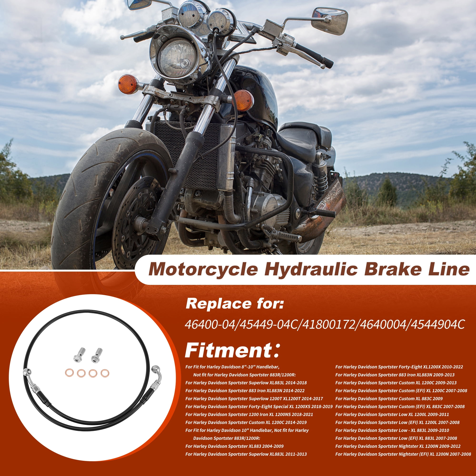 Unique Bargains Motorcycle Brake Clutch Oil Hose Line Kit for Handlebar 44" Silver