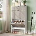 thumbnail image 1 of 1 Mdf+Pb Wave Pattern Two-Door One-Drawer Shoe Cabinet, 1 of 9