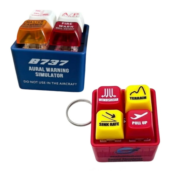 Aviation Safety Keychain With Alert Alarm Button 1.6'' Red, Blue Led Warning Light Attachment Sound
