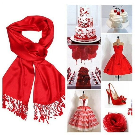 Pashmina Scarf Shawl, Bridesmaid Shawl, Bridal Wrap, Wedding Shawl (Red)