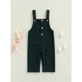 thumbnail image 3 of xiaxaixu Kid Sans Manches Romper, Bretelles Couleur Unie Bouton Poches Combinaison, 3 of 10