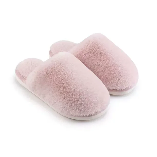 Xiao Hua Pantuflas cálidas de felpa con suela plana para el hogar, color rosa, Baotou, con un solo paso, talla 40-41, 1 par
