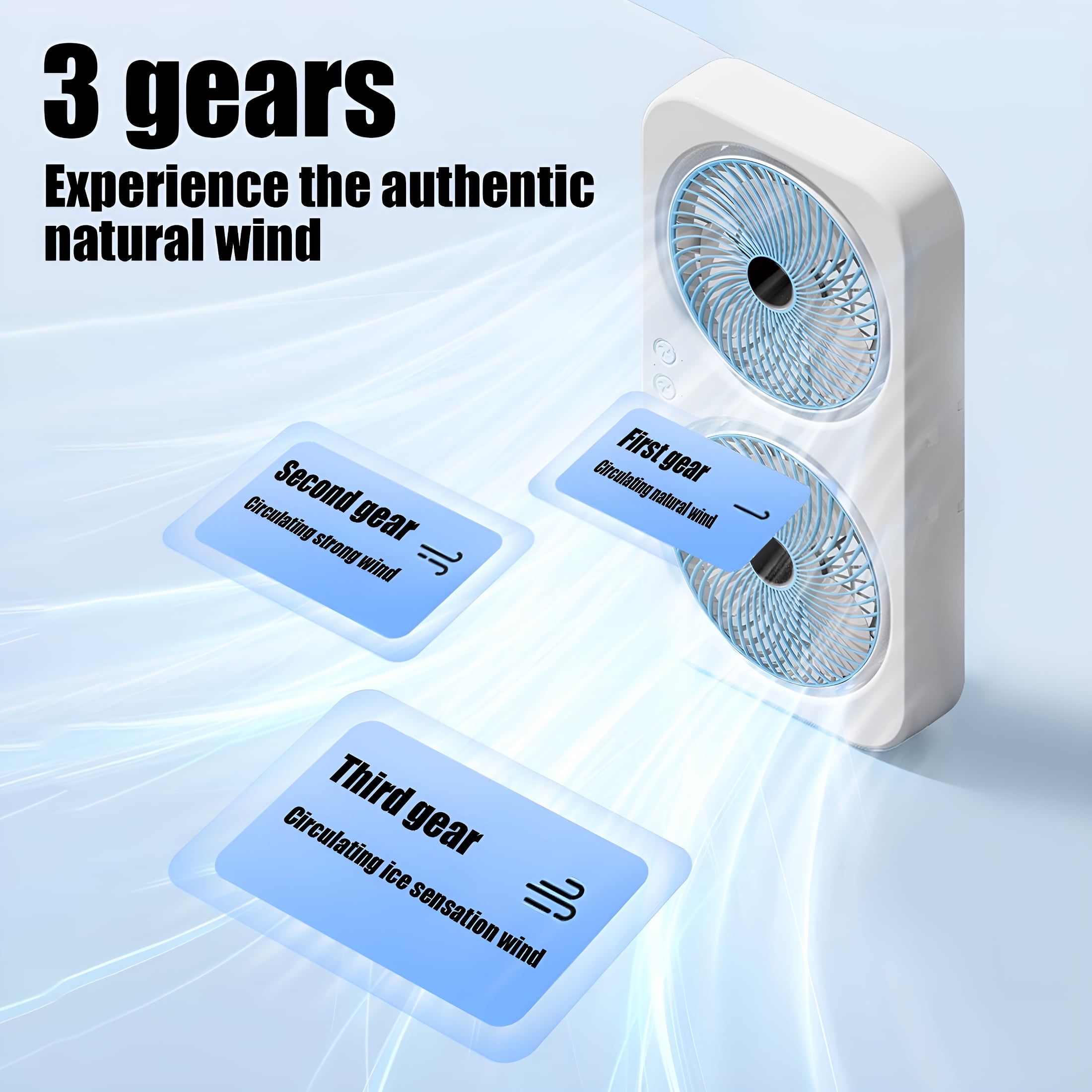 VANIDO Twin Window Fan with Hook 3 Levels Adjustable Window Fans Two-way Wall Mountable Desktop Portable Fan for Home,Kitchen,Bedroom,Office