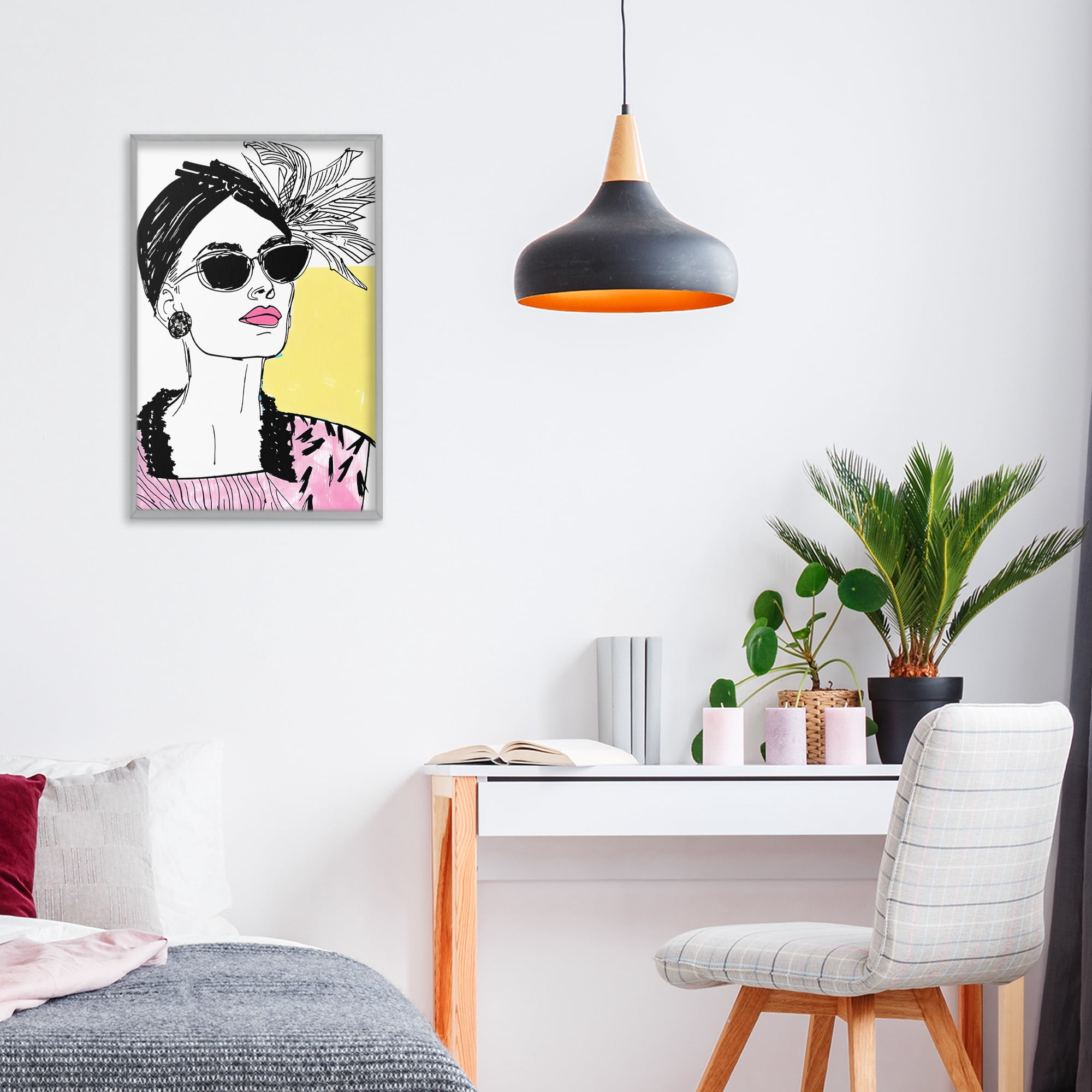 Stupell Industries The Rebel Muse Portrait Gray Framed Giclee Art, design by Andrea Haase