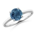 thumbnail image 1 of Angara Natural London Blue Topaz Ring - Prong-Set Round 1.55 ct London Blue Topaz Solitaire Ring in 14K White Gold for Women (Ring Size = 10.5), 1 of 9