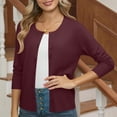 thumbnail image 4 of Posijego Women's Crewneck Cardigan Sweaters Knit Long Sleeve Cropped Cardigans Lightweight Outerwear, 4 of 9