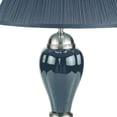 thumbnail image 3 of Ceramic Pedestal Base Table Lamp with Pleated Empire Shade, Blue and silver - Saltoro Sherpi, 3 of 5