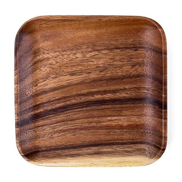 Platos de madera de nogal, plato cuadrado de madera para aperitivos, pasteles, postres, frutas, platos pequeños para servir sushi, juego de platos