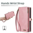 thumbnail image 5 of Allytech Detachable Magnetic Wallet Case for Samsung Galaxy S23 Ultra with Wrist Strap, Large Capacity Luxury PU Leather Card Slots Zipper Cash Pocket Shockproof Protective Wallet Case - Pink, 5 of 7