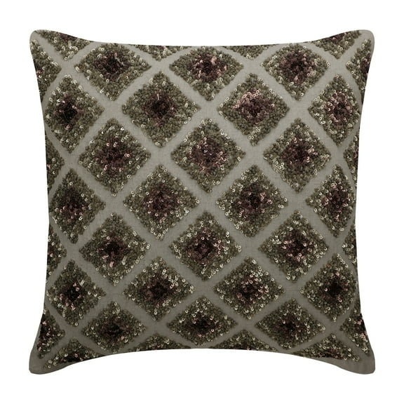 Cushion Covers For Couch, Gray 16"x16" (40x40 cm) Cushion Cover, Linen Sequins & Lattice Throw Pillow Cover For Sofa, Geometric Pattern Modern Style - Winter Check