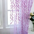 thumbnail image 5 of 2 Pieces Leaf Window Curtain Voile Tulle Room Leaf Sheer Vine Curtain Voile Panel Drapes Curtain White Sheer Green Leaf Curtain for Living Room, Bedroom, Balcony 100*270CM Purple, 5 of 9
