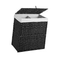 thumbnail image 4 of Cesta de lavandería ropa sucia cesta 2 divisores con organizador de tapa cesta de almacenamiento de cestería de lavandería independiente para sala de Negro, 4 of 8
