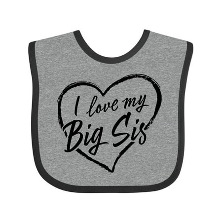 

Inktastic I Love My Big Sis in Black Chalk Heart Gift Baby Boy or Baby Girl Bib
