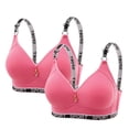 thumbnail image 2 of Kilaqueen 2 Pack Push Up Bras for Women Fashion Letter Printed Wireless Bras Moisture Wicking Ribbed Bralette Comfy Breathable Everyday Bras, 2 of 6
