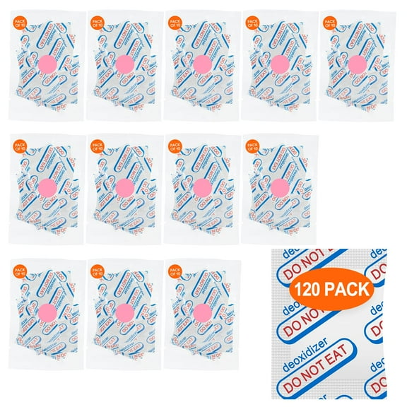 500CC Oxygen Absorbers 120 Packs Individually Packed, Safe for Oil and Dry Foods, Preserves Taste of Homemade Jerky Nuts Spices, White