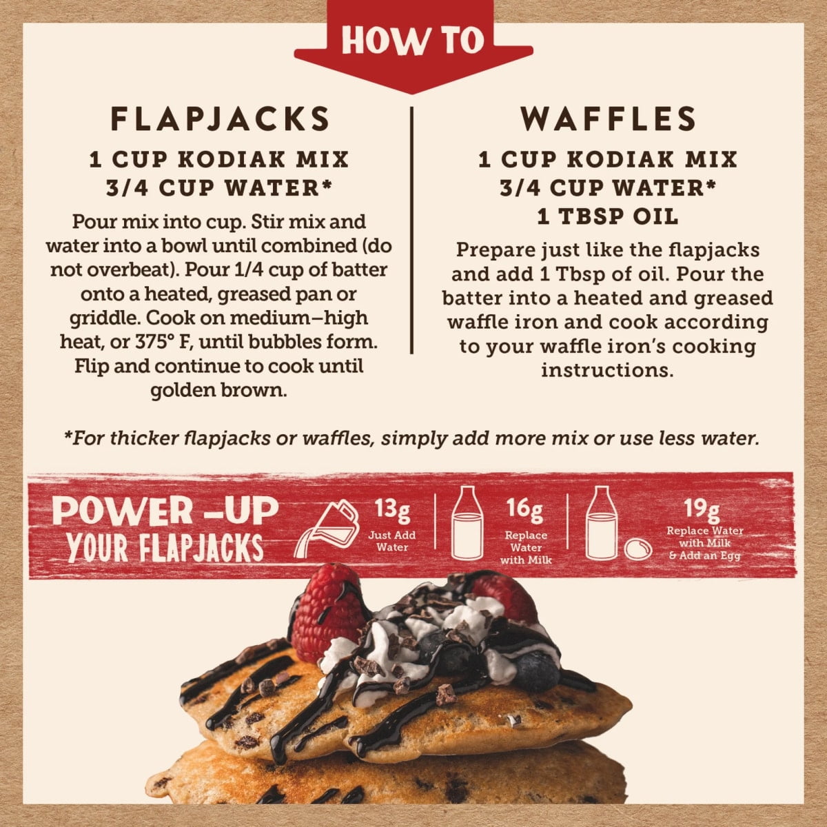 (6 pack) Kodiak Protein-Packed Power Cakes Chocolate Chip Pancake and Waffle Mix, 18 oz Box