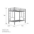 Your Zone Jillette Twin over Twin Metal Bunk Bed, Silver