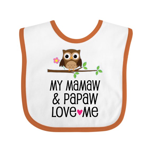 Inktastic Mamaw and Papaw Girl Granddaughter Owl Girls Baby Bib