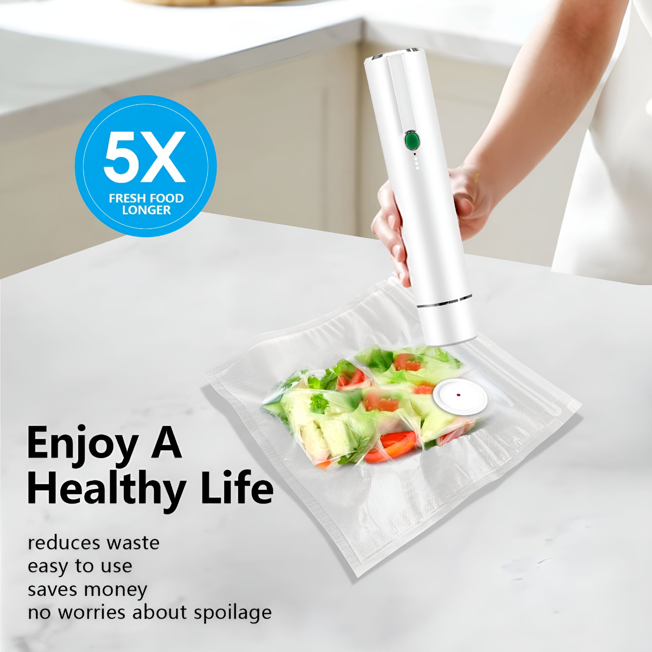ACDANC Handheld Vacuum Sealer with 20 Reusable Bags,Compact Food Sealing Machine,Portable Freshness & Storage for Fridge,Freezer,Leftovers