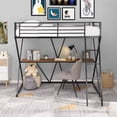 thumbnail image 3 of TOPCHANCES Twin Loft Bed with Desk Loft Bed with Ladder and Full-Length Guardrails X-Shaped Frame Bed  - Black & Brown, 3 of 21