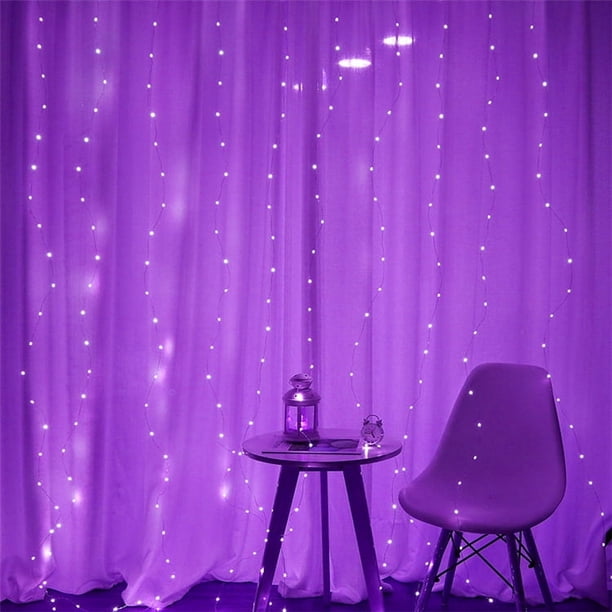 Cortina de luces LED de alambre de cobre con control remoto por USB, 3 x 3 luces con gancho, para decoración de bodas y dormitorios de Navidad