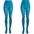 thumbnail image 2 of Lissele Women's Plus Size Opaque Tights Pack of 2 Teal, 2x, 2 of 3