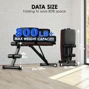 Yagud Weight Bench Press, 8 Positions Adjustable Workout Benches for Home Gym Dumbbell Exercise, 800 lbs Stable Incline Decline Bench for Full Body Workout, Folding Strength Training Sit up Bench