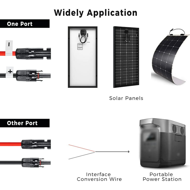 Solar Adapter Wire, IP68 Protection PV Extension Cable Ultra Low Resistance  1 Pair Good Insulation with Connector for Photovoltaic System(10m/393.7in)