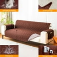 thumbnail image 3 of Waterproof Couch Covers 3 Cushion Couch,Non Slip 3 Seater Sofa Covers Washable,Furniture Protector with Side Pockets Elastic Straps for Dogs, Pets,Living Room(Brown,3 Seater Sofa), 3 of 10