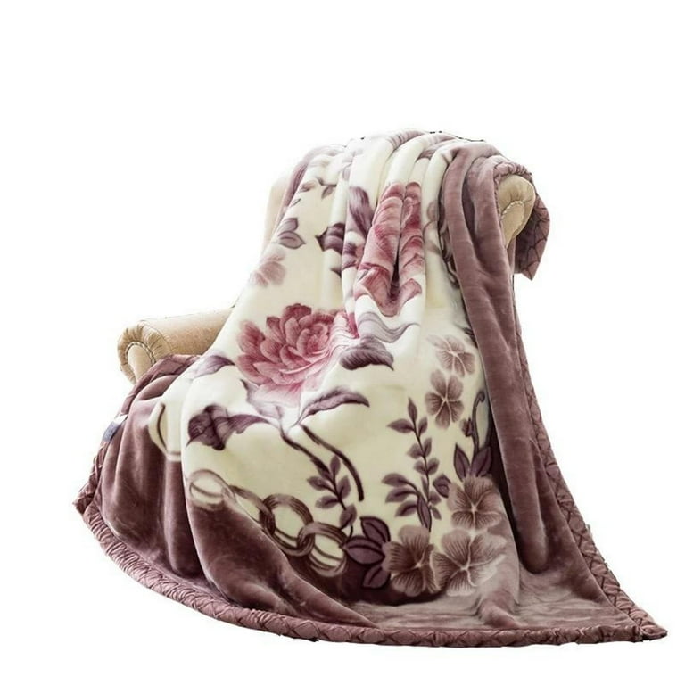 DBOZE LUXURY, Warm Heavy Plush Korean Style Blanket, 2 Ply Reversible Silky Touch Velvet Warm Plush Fleece Blanket (King Size, Lavender/Cream)