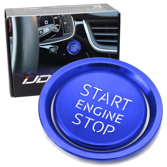 S-Line RS Style Blue Aluminum Keyless Engine Push Start Button w/Surrounding Ring Trim For Audi A4 A5 A6 A7 A8 Q5, etc