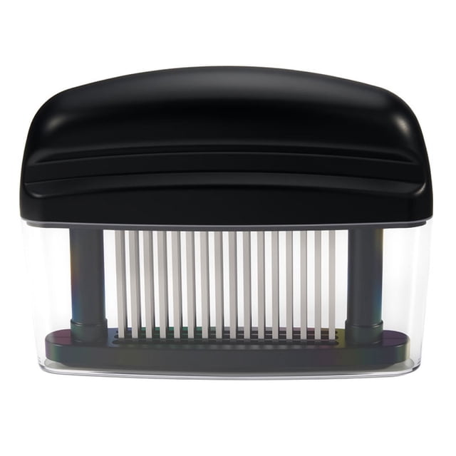 Ablandador de carne - Herramienta para ablandar la carne - Apto para pollo, ternera, cerdo y pescado - Extra afilado - Agujas de acero inoxidable - 48 piezas - Negro