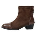 thumbnail image 6 of Womens Ankle Boots Fashion Casual Leather Suede Patchwork Chunky Heel Wide Mid Calf Booties with Back Zipper Coffee Size 8, 6 of 7