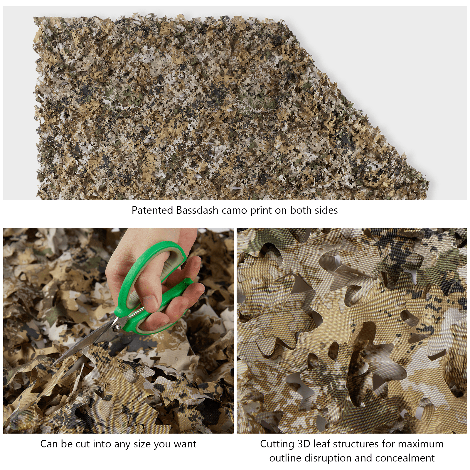 BASSDASH Camo Netting Camouflage Mesh Water Resistant for Hunting Blind Party Decoration Sunshade Shooting Tree Stand Cover
