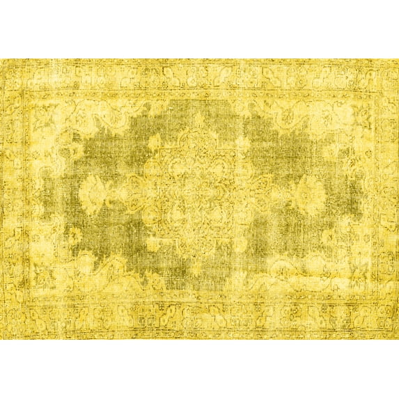Ahgly Company Indoor Rectangle Persian Yellow Traditional Area Rugs, 7' x 10'