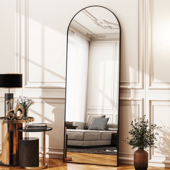 Gleamira 59"x16" Arch Full Length Mirror Floor Mirror Free Standing Mirror with Metal Frame, Black