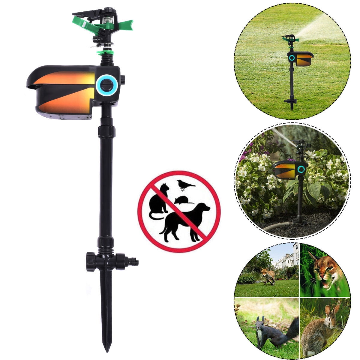 Costway Solar Powered Motion Activated Animal Repellent Sprinkler Black by Costway