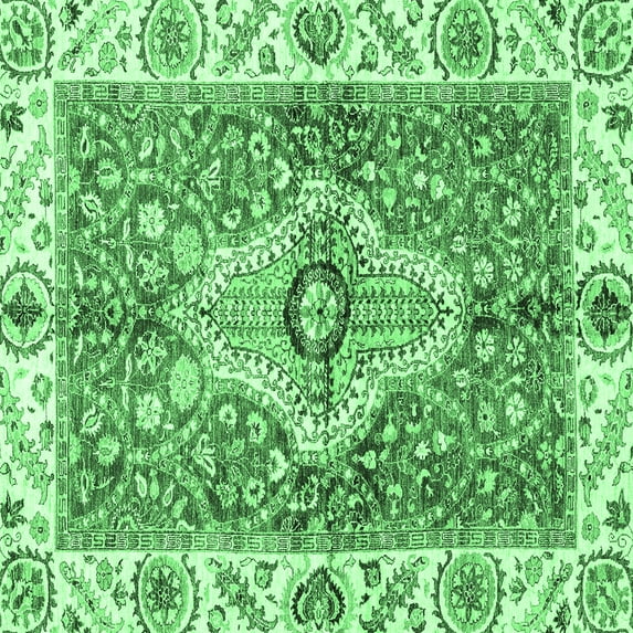 Ahgly Company Indoor Square Abstract Emerald Green Modern Area Rugs, 5' Square