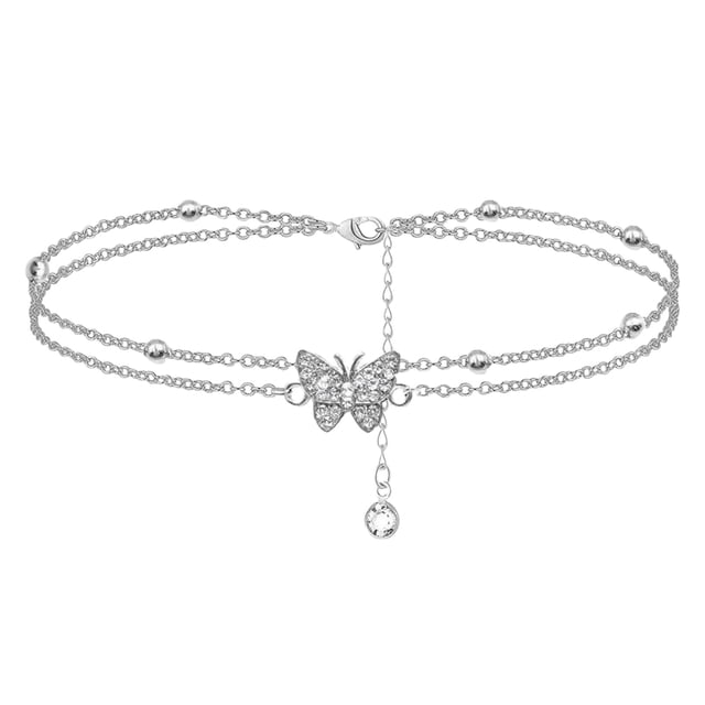 Boho doble tobilleras para las mujeres de pie colgante de cadenas de playa encanto pulsera tobilleras