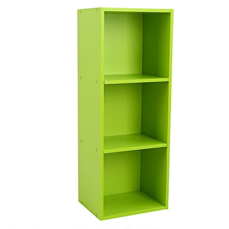 Vintage Green Furniture Adjustable Book Shelving Shelf Bookcase Storage Bookshelf Wood Furniture (Green, 3 Tiers) ()