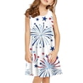 thumbnail image 2 of 2025 Girls Essentials Dresses Fourth Of July Independent Day Star Stripes Prints Sleeveless Pockets Party Party Gown Dress Size 5-6 Years, 2 of 3