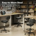thumbnail image 6 of Drafting Chair with Back, Adjustable Foot Rest Rolling Stool, Multi-Purpose Office Desk Chair, Thick Seat Cushion for Home Bar Kitchen Shop -All Black, 6 of 18
