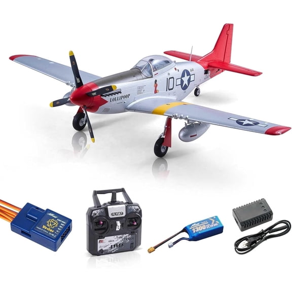 Arrows Rc Plane Propeller Rc Airplanes for Adults Remote Control Airplane P-51 850MM with Vector Flight Stabilization System RTF (Include Battery, Charger, Radio)