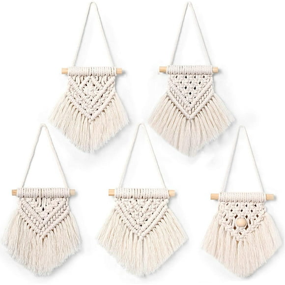Jinsinto 5 Pcs Suspension Murale Macramé Mini Décoration Murale Macramé Tapisserie Murale Tissée Macramé Décoration Murale Tissée Macramé